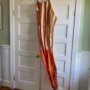 100% Silk Scarf Burnt Orange and Pearlescent Tan